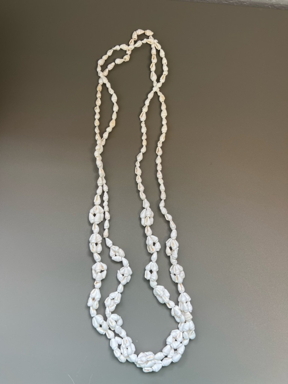 Hawaii White Seed Bead Long Layered Necklace